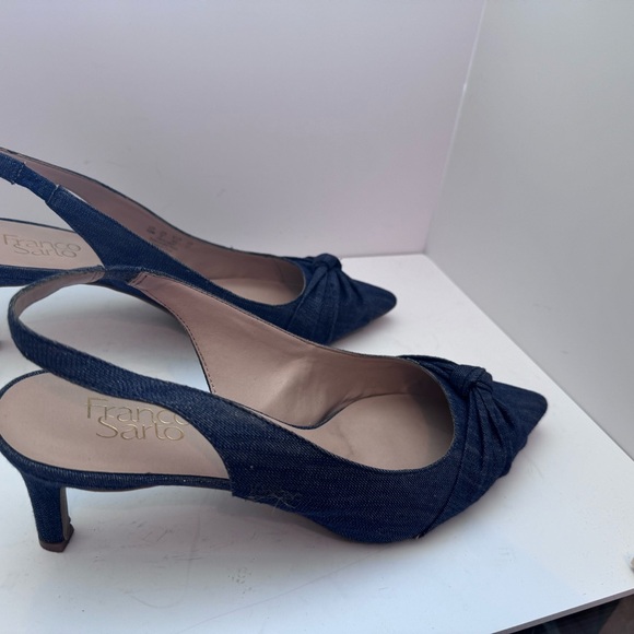 Franco Sarto denim kitten heel slingback size 10 - Picture 5 of 5